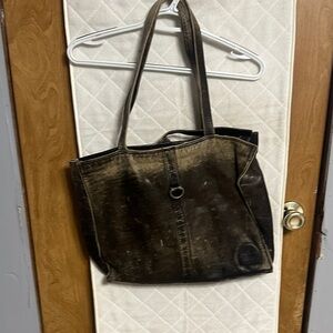Brown Leather Tote Bag , bag is meant to be distressed!